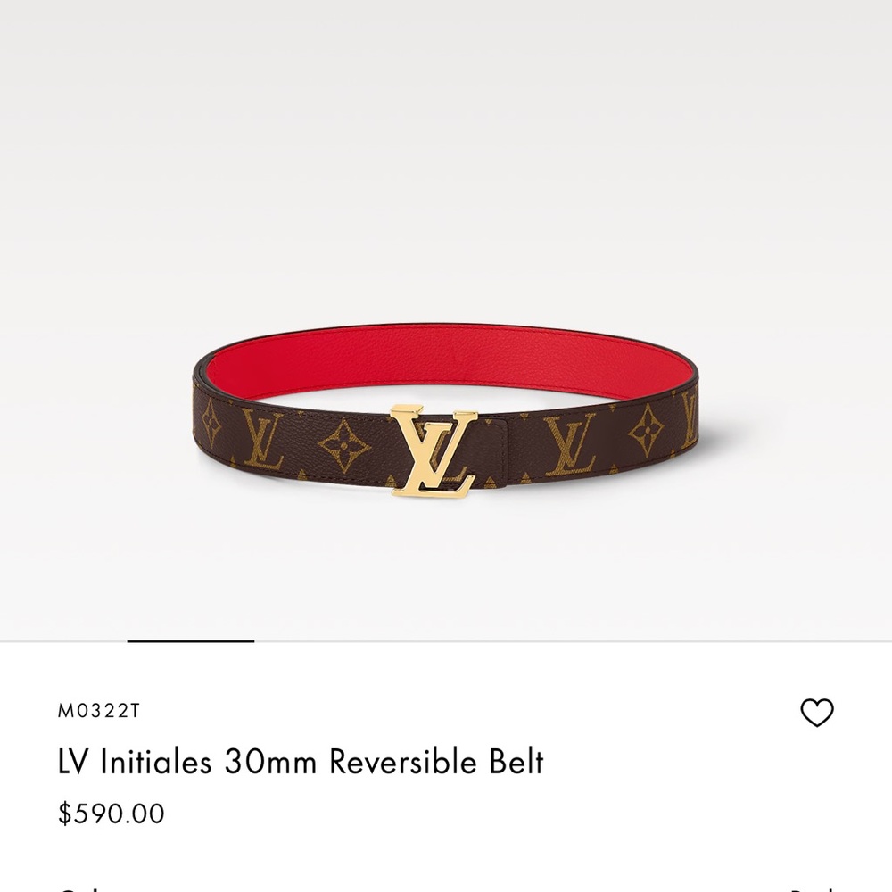 Louis Vuitton Brown and Red Reversible Belt with Gold LV Buckle